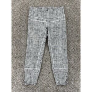 PrAna Pillar Legging Womens XS White Black Dots Cropped Laced Ankle Yoga Workout